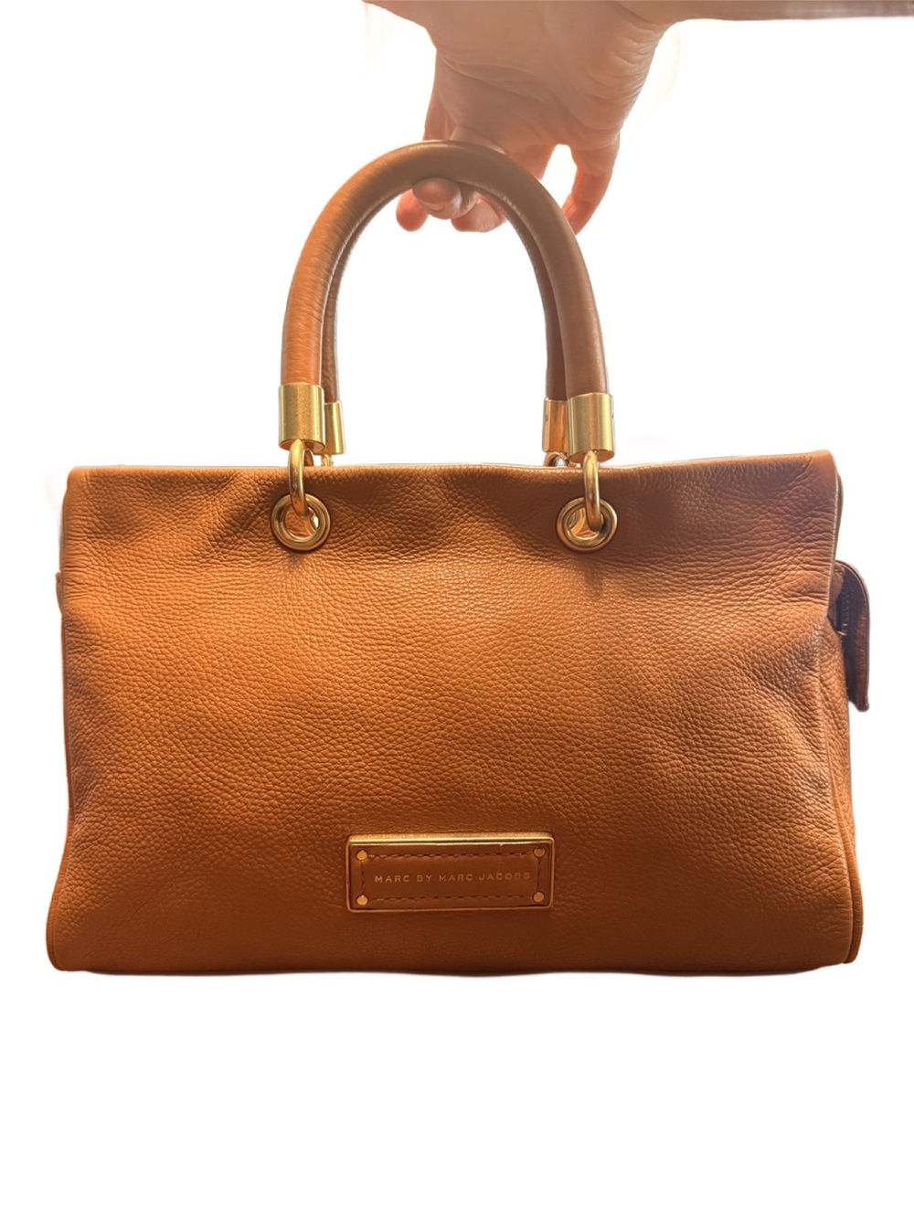 Marc by Marc Jacobs Too Hot to Handle Satchel Cognac Gold Pebbled Leather - Picture 2 of 13